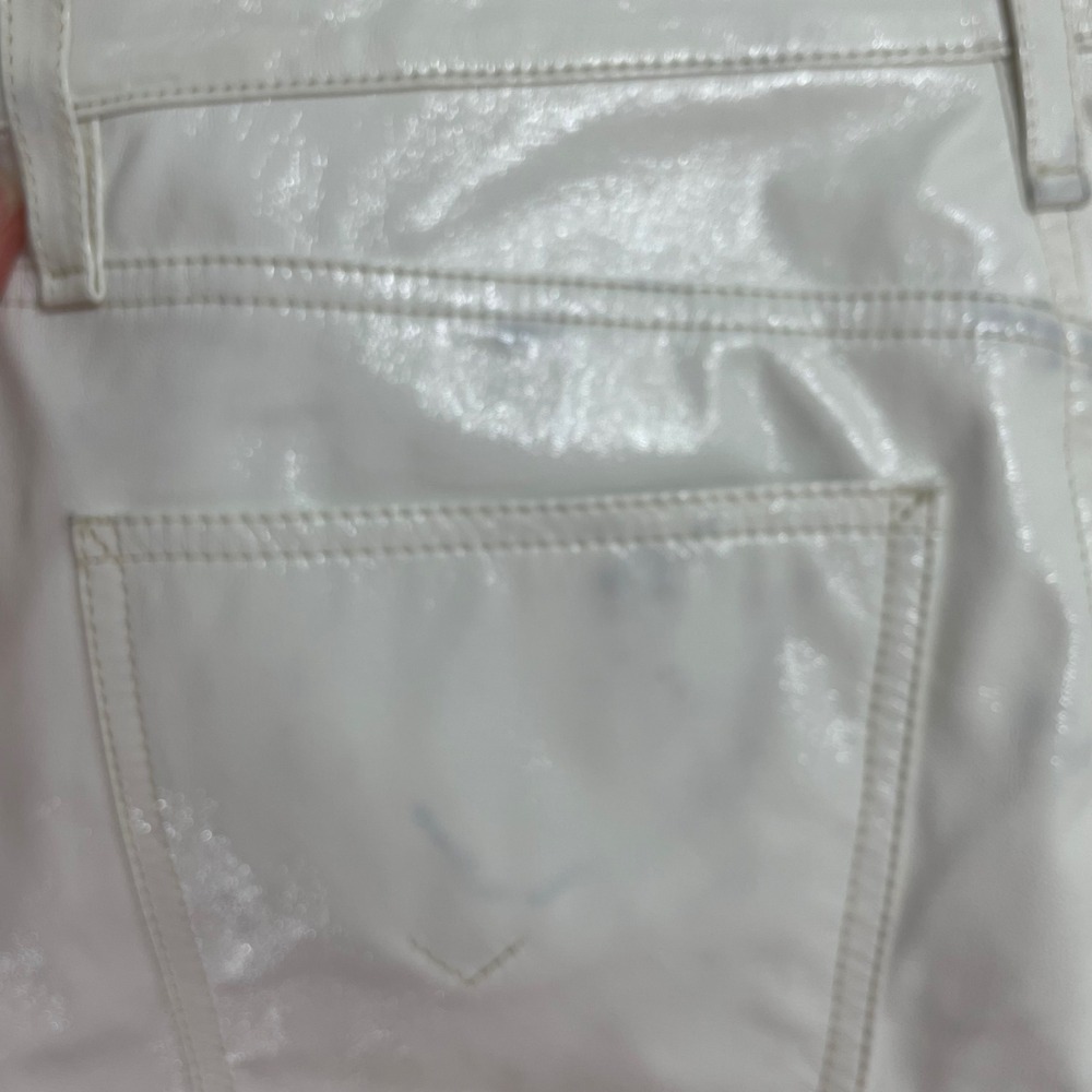 HUDSON Rosie High Rise Patent Egret Faux Leather Cropped Wide‎ Leg Pants Size 27 - Picture 5 of 13